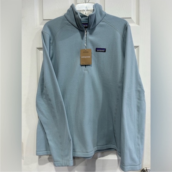 Patagonia Women's Large Micro D 1/4 Zip Fleece Pullover Jacket Thermal Blue NWT - Picture 1 of 10